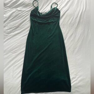 Altar’d State Green Velvet Texture Midi Dress